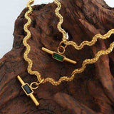 Stainless Steel Glass Cone Shaped Pendant Necklace - Trendsi - Flyclothing LLC