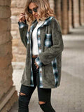 Plaid Contrast Dropped Shoulder Coat - Trendsi - Flyclothing LLC