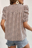 Printed Smocked Puff Sleeve Blouse - Trendsi - Flyclothing LLC