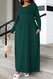 Plus Size Round Neck Long Sleeve Maxi Dress with Pockets - Trendsi - Flyclothing LLC