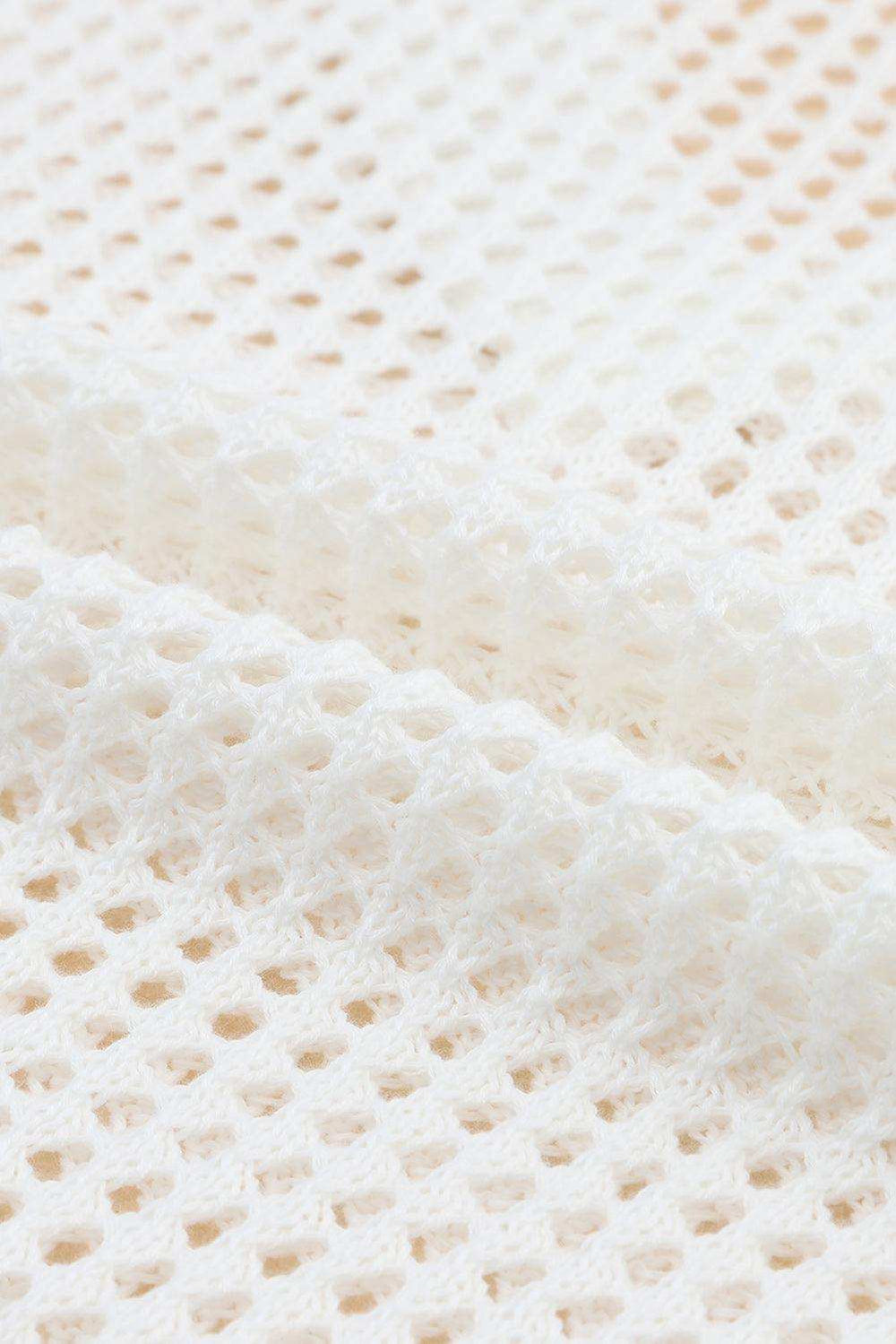 Openwork V-Neck Dropped Shoulder Knit Top - Trendsi - Flyclothing LLC