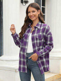 Plaid Button Up Pocketed Shirt - Trendsi - Flyclothing LLC
