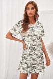 Camouflage Round Neck Short Sleeve Dress - Trendsi - Flyclothing LLC