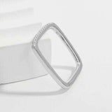 925 Sterling Silver Zircon Square Ring - Trendsi - Flyclothing LLC