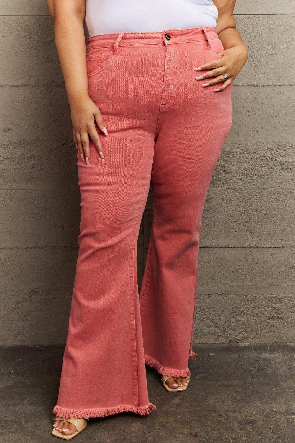 RISEN Bailey Full Size High Waist Side Slit Flare Jeans - Trendsi - Flyclothing LLC