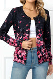 Floral Button Front Round Neck Cardigan - Trendsi - Flyclothing LLC