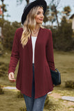 Textured Open Front Long Sleeve Cardigan - Trendsi - Flyclothing LLC