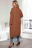 Plus Size Open Front Long Sleeve Cardigan - Trendsi - Flyclothing LLC