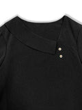 Asymmetrical Neck Long Sleeve Blouse - Trendsi - Flyclothing LLC