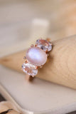 High Quality Natural Moonstone 925 Sterling Silver Three Stone Ring - Trendsi - Flyclothing LLC