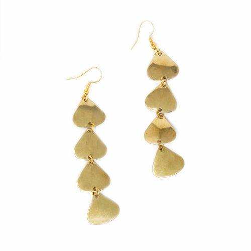 Geometric Tiered Brass Drop Earrings - Asha Handicrafts - Flyclothing LLC