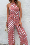 Polka Dot Grecian Wide Leg Jumpsuit - Trendsi - Flyclothing LLC