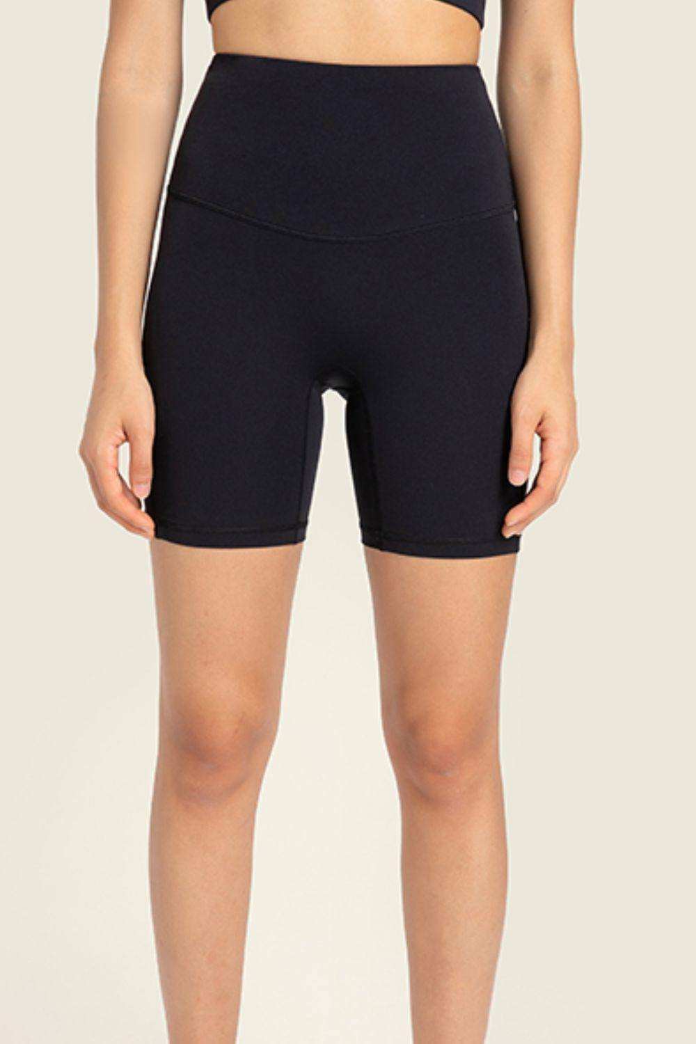 Seamless High-Rise Wide Waistband Biker Shorts - Trendsi - Flyclothing LLC