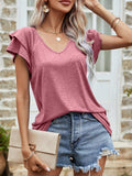 Layered Flutter Sleeve V-Neck Top - Trendsi - Flyclothing LLC