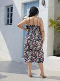 Plus Size Floral Slit Cami Dress - Trendsi - Flyclothing LLC