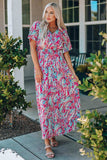 Multicolored V-Neck Maxi Dress - Trendsi - Flyclothing LLC