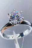 925 Sterling Silver Moissanite 6-Prong Ring - Trendsi - Flyclothing LLC