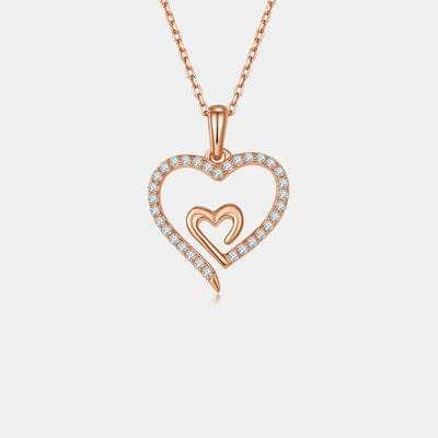 Moissanite 925 Sterling Silver Heart Pendant Necklace - Trendsi - Flyclothing LLC