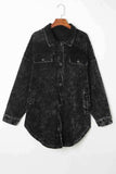 Washed Button Down Dropped Shoulder Jacket - Trendsi - Flyclothing LLC