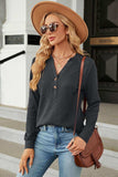 V-Neck Long Sleeve Blouse - Trendsi - Flyclothing LLC