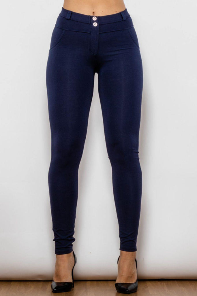 Buttoned Skinny Long Jeans Flyclothing LLC
