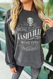 Ribbed Round Neck Long Sleeve Graphic Sweatshirt - Trendsi - Flyclothing LLC