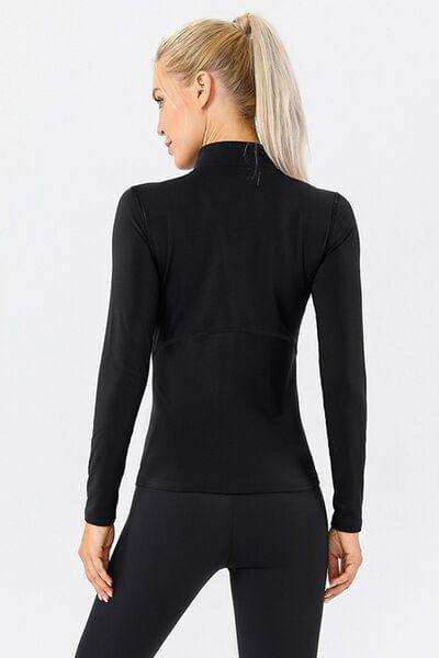 Mock Neck Quarter Zip Active T-Shirt - Trendsi - Flyclothing LLC