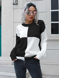 Contrast Drop Shoulder Sweater - Trendsi - Flyclothing LLC
