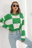 Color Block Round Neck Dropped Shoulder Sweater - Trendsi - Flyclothing LLC