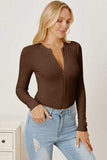 Zip Up Long Sleeve Bodysuit - Trendsi - Flyclothing LLC