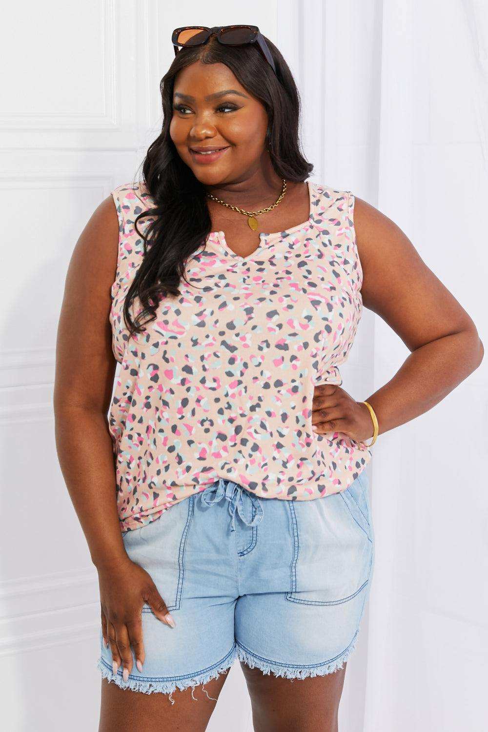 Heimish Full Size Surprise Party Printed Sleeveless Top - Trendsi - Flyclothing LLC
