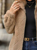 Fuzzy Pocketed Zip Up Jacket - Trendsi - Flyclothing LLC