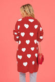 Heart Graphic Open Front Cardigan with Pockets - Trendsi - Flyclothing LLC