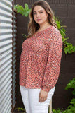 Plus Size Leopard Long Sleeve T-Shirt - Trendsi - Flyclothing LLC