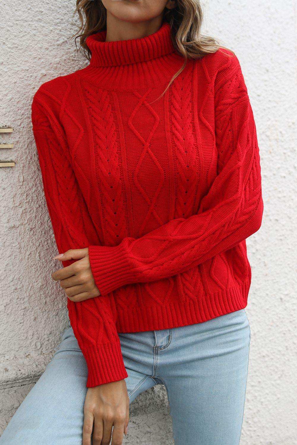 Turtleneck Long Sleeve Sweater - Trendsi - Flyclothing LLC