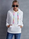 Contrast Stitching Drawstring Raglan Sleeve Hoodie - Trendsi - Flyclothing LLC