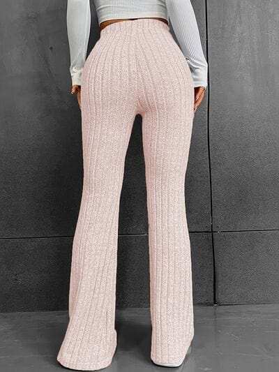 Ribbed High Waist Bootcut Pants - Trendsi - Flyclothing LLC
