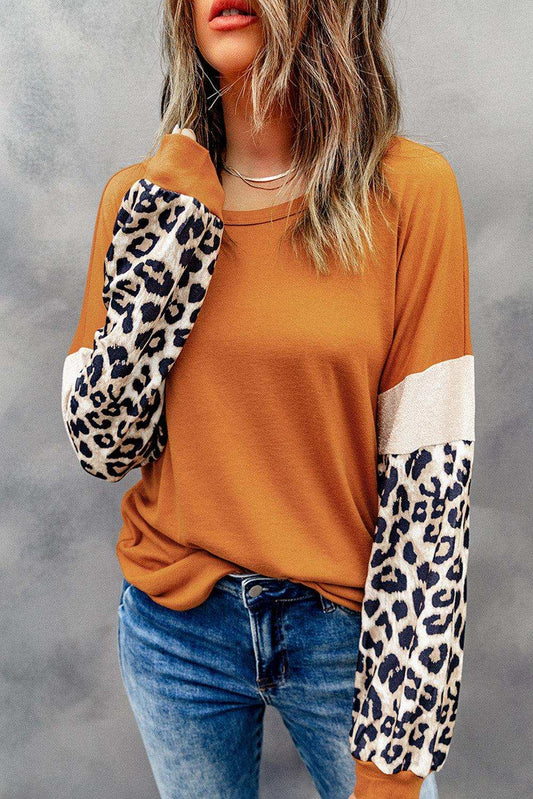 Round Neck Printed Long Sleeve Sweatshirt - Trendsi - Flyclothing LLC