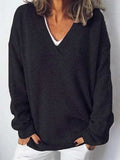 V-Neck Dropped Shoulder Sweater - Trendsi - Flyclothing LLC