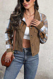 Plaid Button Up Collared Neck Jacket - Trendsi - Flyclothing LLC