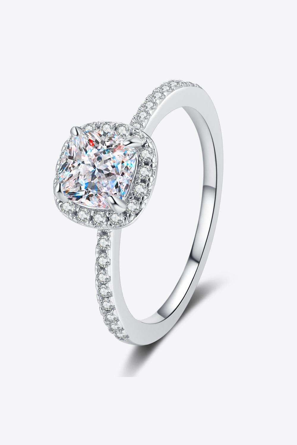 1 Carat Moissanite 925 Sterling Silver Halo Ring - Trendsi - Flyclothing LLC