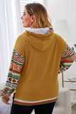 Plus Size Waffle-Knit Geometric Dropped Shoulder Hoodie - Trendsi - Flyclothing LLC