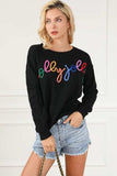 Round Neck Long Sleeve Sweater - Trendsi - Flyclothing LLC