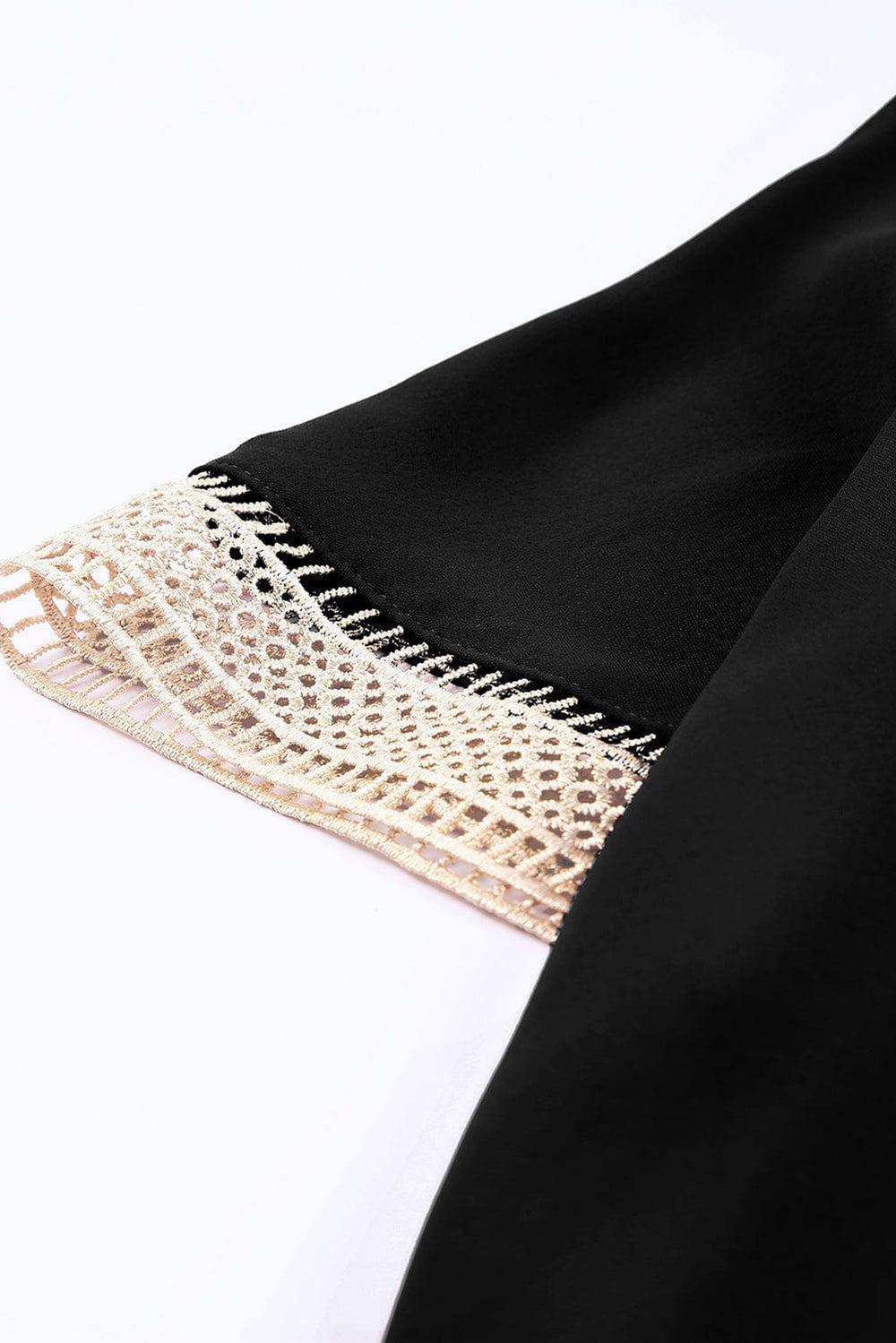 Contrast V-Neck Blouse - Trendsi - Flyclothing LLC