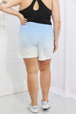 Zenana In The Zone Full Size Dip Dye High Waisted Shorts in Blue - Trendsi - Flyclothing LLC