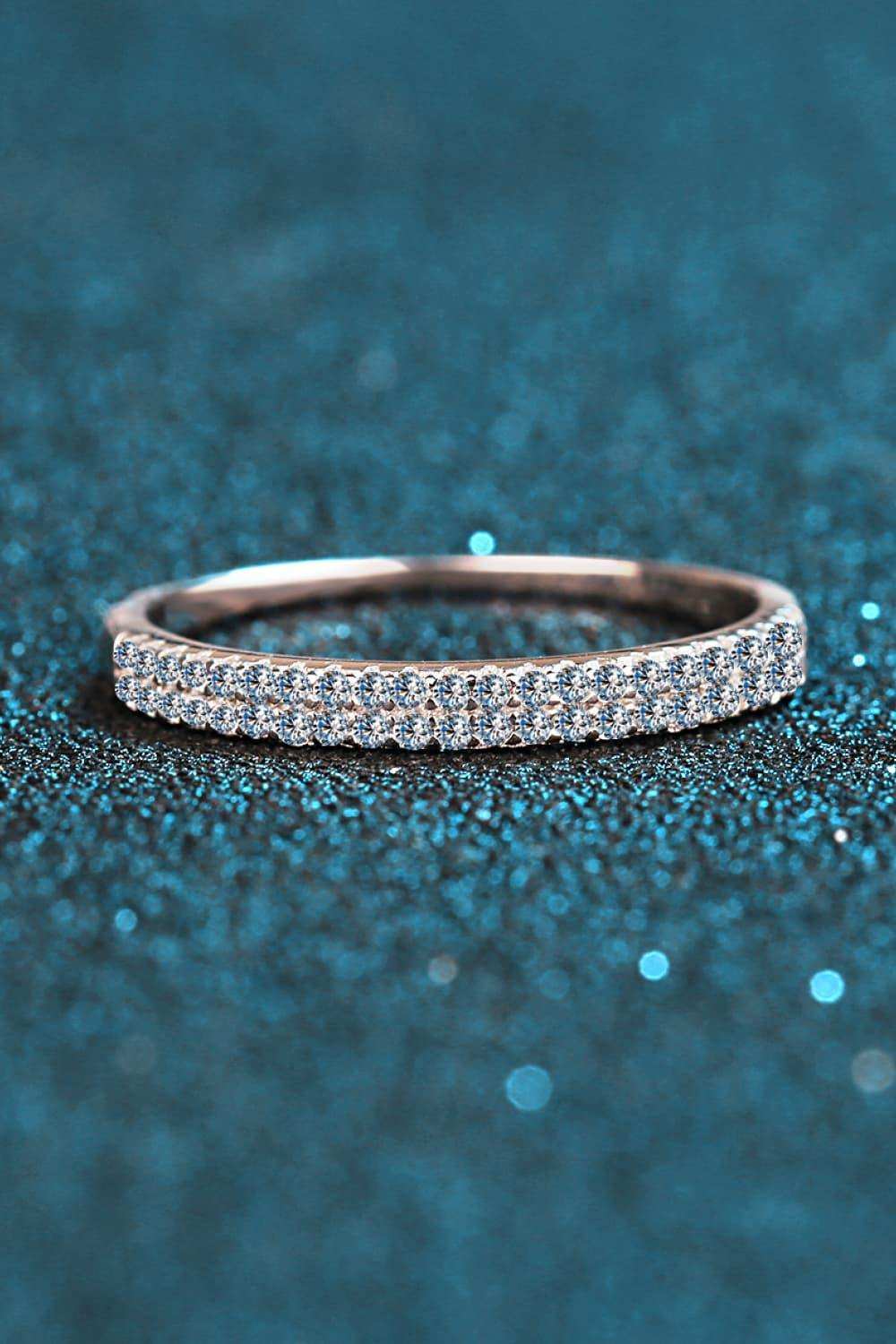 Moissanite 925 Sterling Silver Half-Eternity Ring - Trendsi - Flyclothing LLC