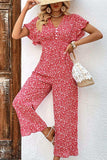 Printed Tie Back Ruffled Jumpsuit - Trendsi - Flyclothing LLC