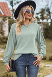 Eyelet Round Neck Long Sleeve T-Shirt - Trendsi - Flyclothing LLC