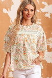 Floral Round Neck Short Sleeve Blouse - Trendsi - Flyclothing LLC