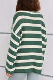 Striped Round Neck Dropped Shoulder Sweater - Trendsi - Flyclothing LLC